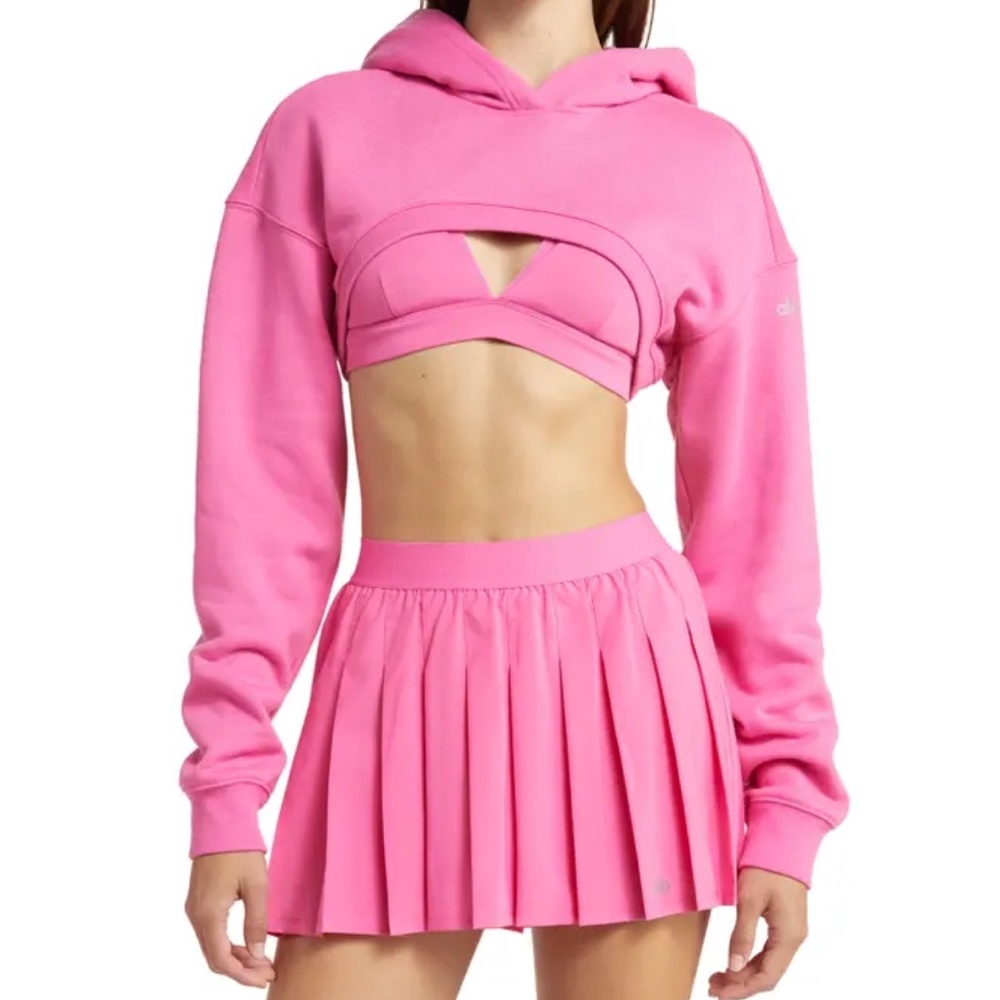 Alo Yoga Cropped Shrug It Off Hoodie Paradise Pink S